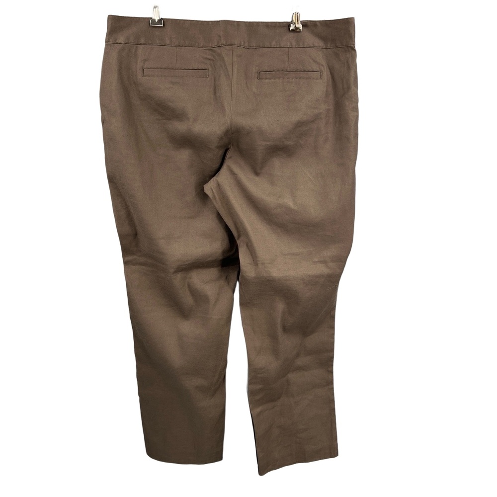 J. Jill Brown Linen Blend Stretch Straight Leg Pants Preppy Office Size 16 - Picture 3 of 5
